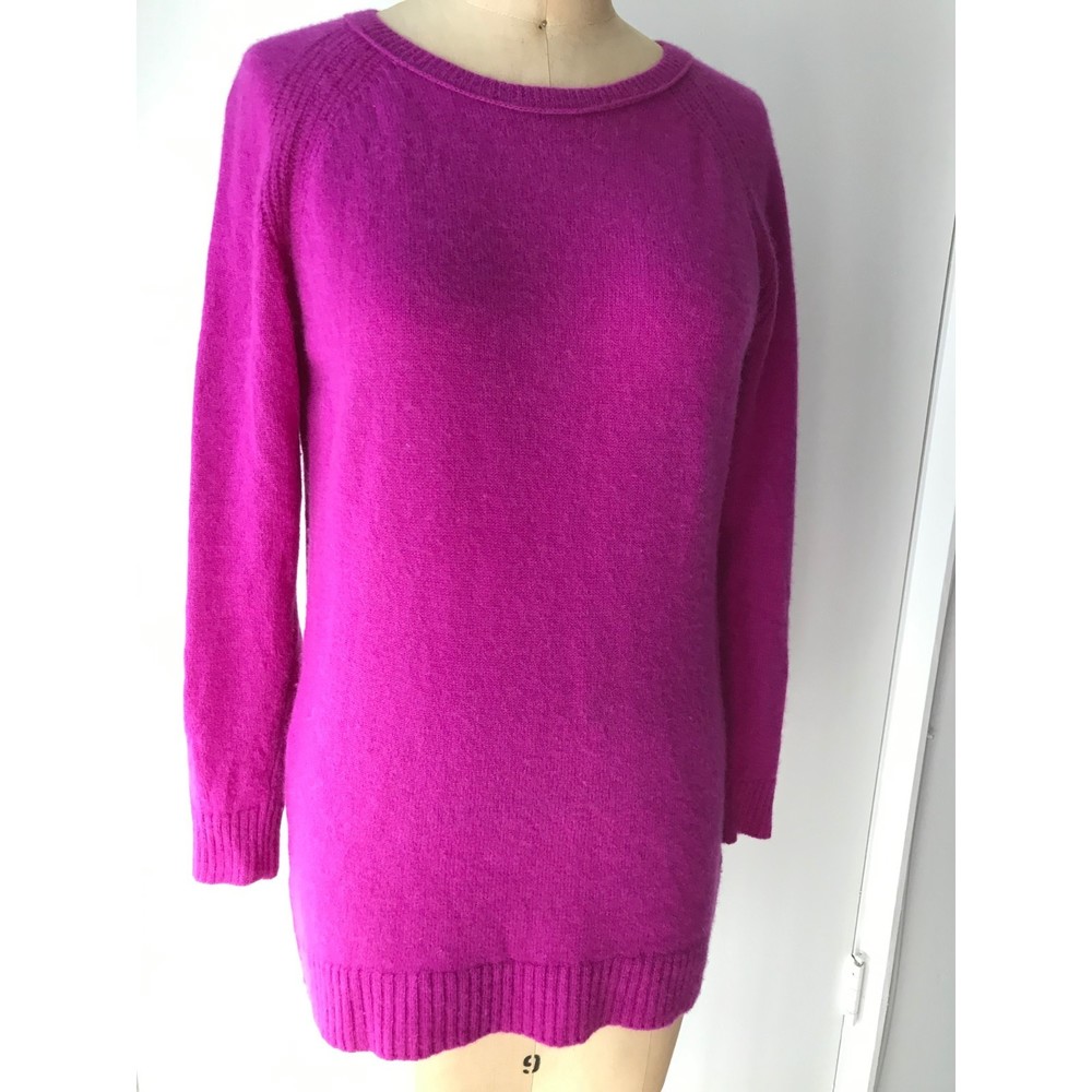 Velvet by Graham & Spencer 100% Cashmere Zip Fuchsia Purple LS Sweater Size S/XS